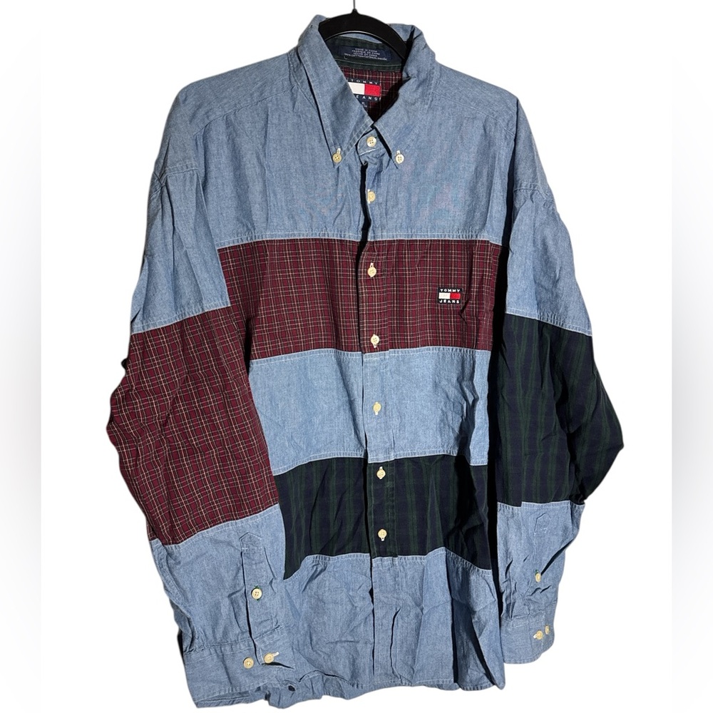 Vintage Tommy Hilfiger Patchwork Plaid Flannel Shirt Men’s XL